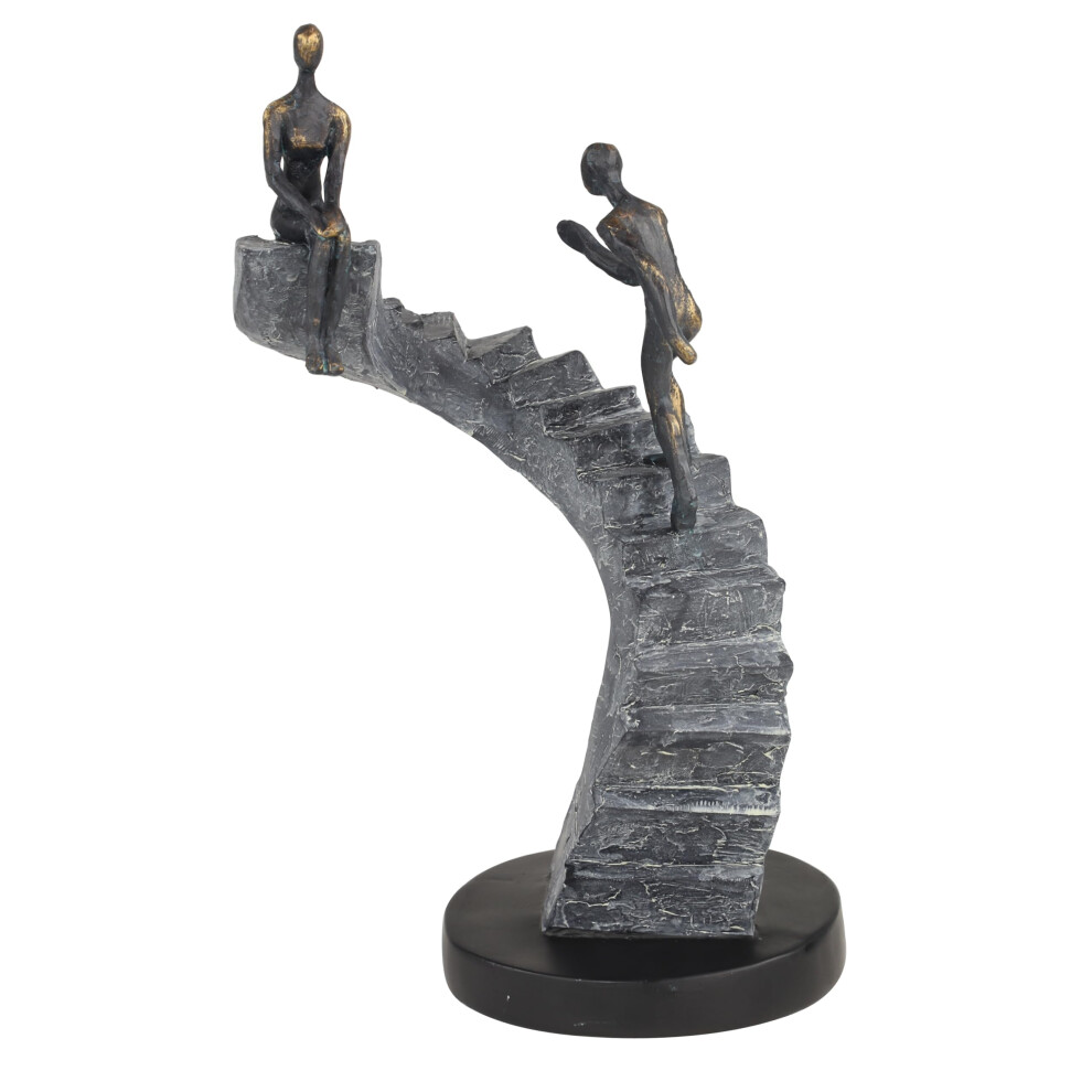 Sculpture de personnes en polystone Deco 79 avec escaliers 8"""" x 3"""" x 14"""" noir