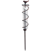 JOYBee Spiral-Regenmesser aus Glas mit 17,8 cm Fassungsvermgen, Gusseisen-Vogel-hngender Regenmesser, Garten-Regenwasserzhler, Messung mit Metallr