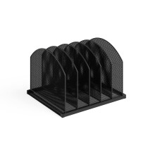 Safco Products Onyx Desk Organizer 5 Upright Sections Black (3215BLKD