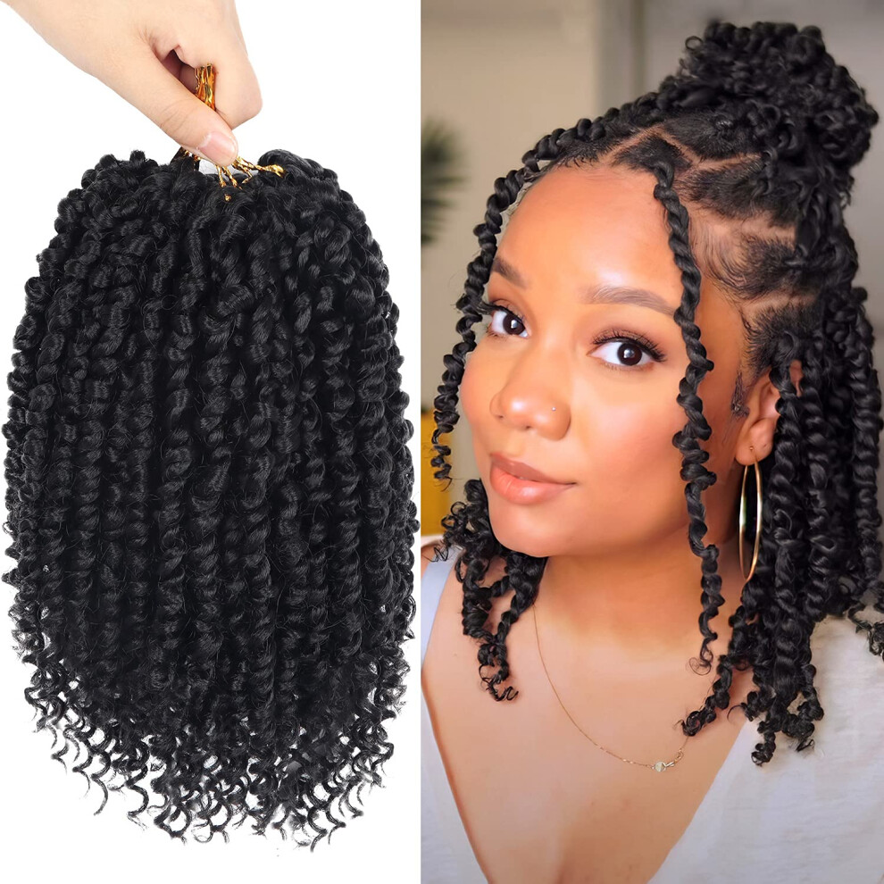 Dubbelbladig Bileaf 8 Packs Passion Twist Crochet Hair 10 Inch Pre-Twisted Short Crochet Passion Twist Hair Pre Looped Passion Twist Crochet Braids Bohe