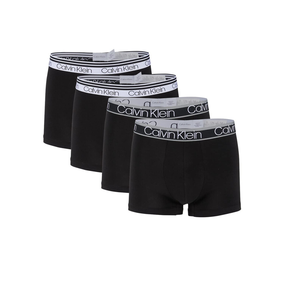 Calvin Klein Men`s Variety Waistband Cotton Stretch Boxer Briefs 4 Pack (Black(NP2428-001)/White Large)