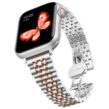 baozai Tun Band Kompatibel med Apple Watch Band 42mm 41mm 40mm 38mm, Slim Rostfritt Stål Armband