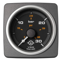 Huile de transmission Veratron 52 mm (2-1/16 po) AcquaLink Pression 30 bar/440 psi - Cadran et lunette noirs