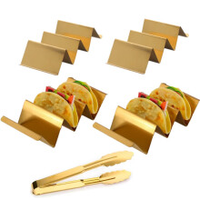 Jyjfgsfa 4 pcs Gold Taco -indehavere sat med 1 madtun