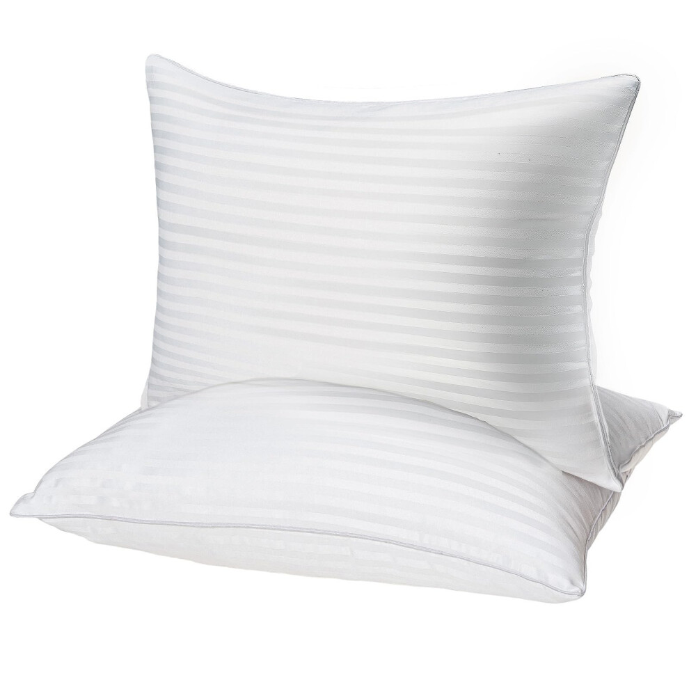 Qnoon Pillows Queen Size Set of 2, Hotel Collection Bed Pillows for Sleeping, Gusseted Pillow for Back, Stomach or Side SleepersBright White