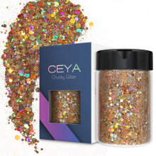 Ceya holografick robustn trpytiv 4,9 oz/ 140 g zlat remesln trpytiv prek smen robustn a jemn vlocky duhov flitry na nehty pro vlasov e