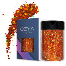 Ceya Holographic robustn trpytky 4,9 oz/ 140 g Orange Craft podzimn trpytiv prek Smen robustn a jemn vlocky Duhov flitry pro dnov nail a