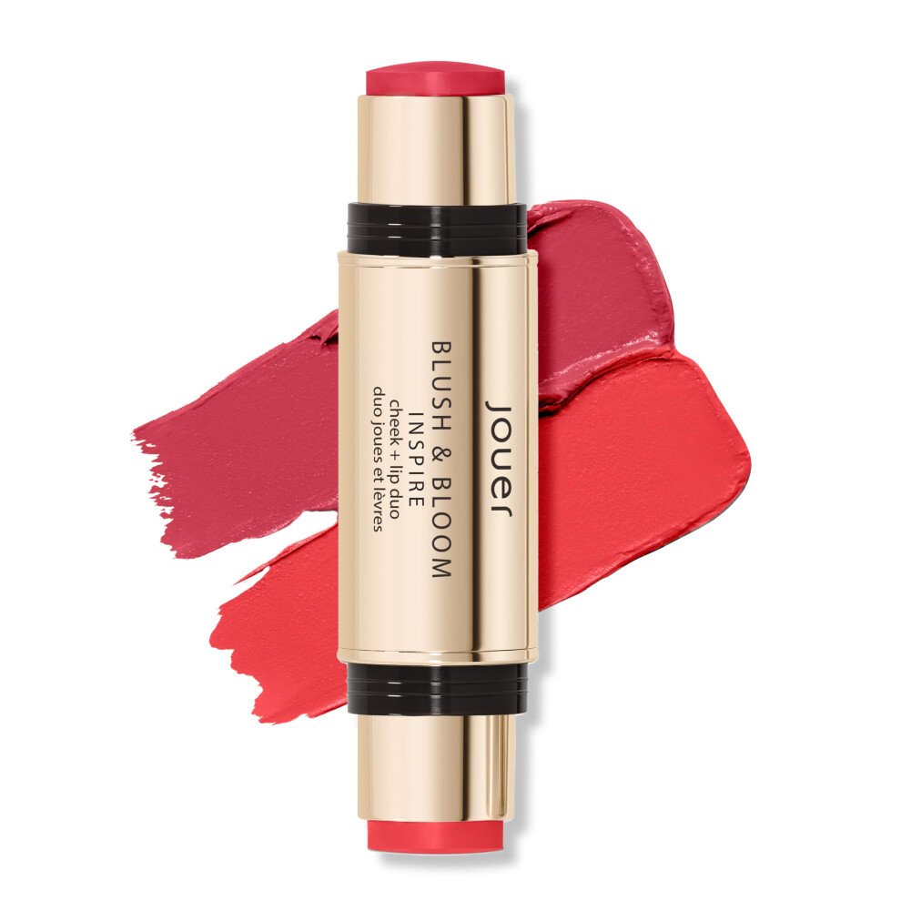 Jouer Cream Blush & Bloom Cheek + Lip Duo - Hydrating Blush Stick For Lip And Cheek Tint - Moisturizing Rose Hip And Squalane Oil Formula, Inspire