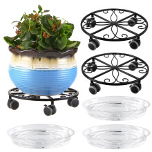 3 Pacote de Caddy para Plantas com Rodas Pesado 11,8 Pol Suporte de Metal para Plantas