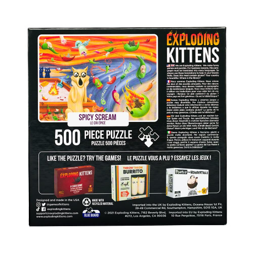 Exploding Kittens Παζλ 500 τεμαχίων Exploding Kittens - Spicy Scream, Παζλ για ενήλικες, Γατάκι 1
