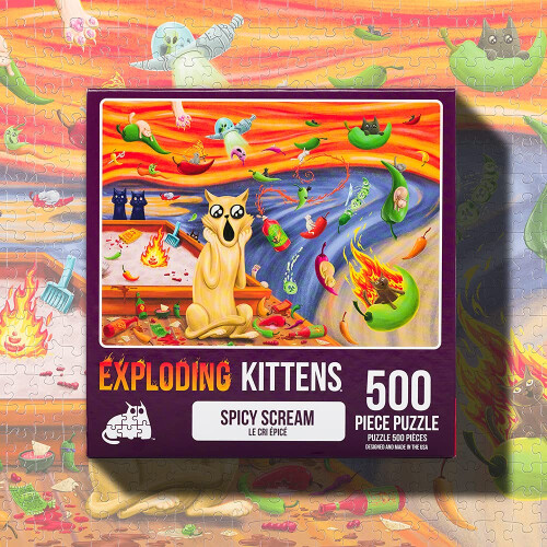 Exploding Kittens Παζλ 500 τεμαχίων Exploding Kittens - Spicy Scream, Παζλ για ενήλικες, Γατάκι 2