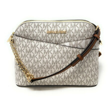Michael Kors Jet Set Medium Crossbody Leren Handtas (Vanille)