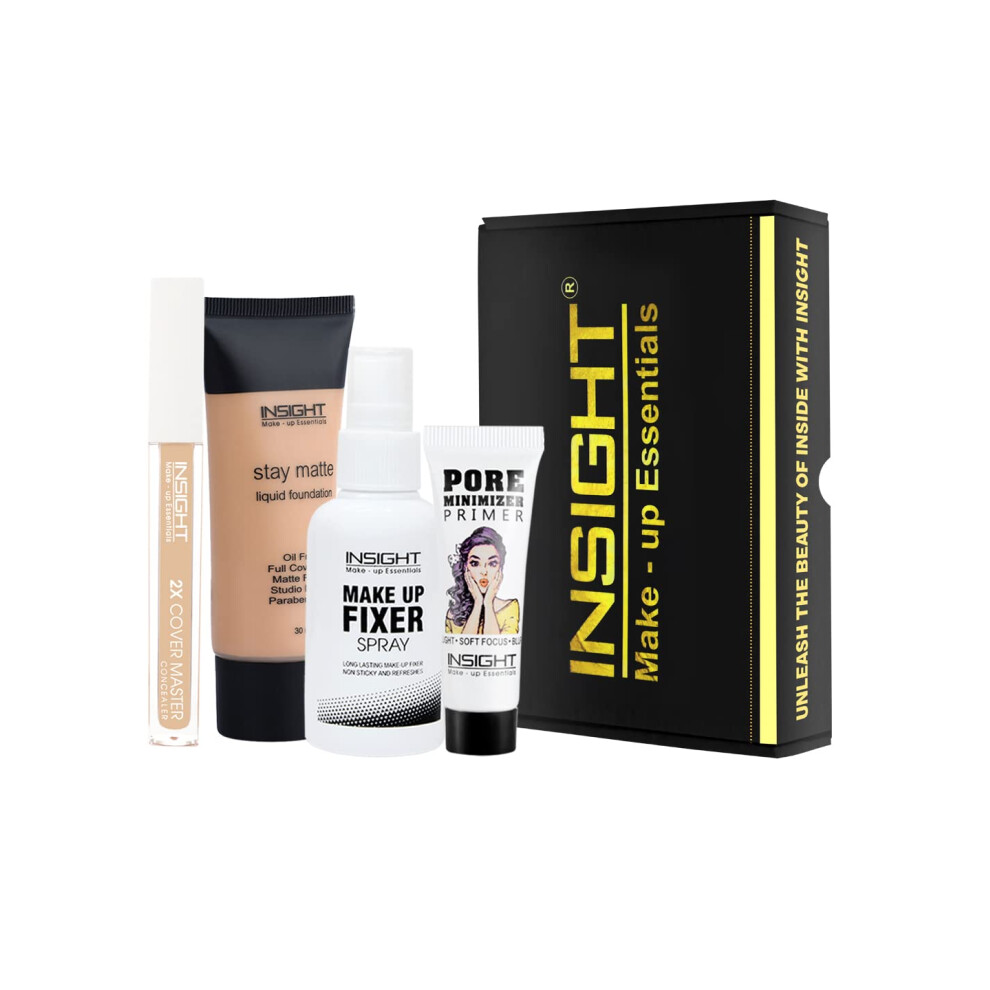 Inzicht Insight Cosmetics Combo Of Pore Primer Fixer Liquid Concealer And Stay Matte Foundation