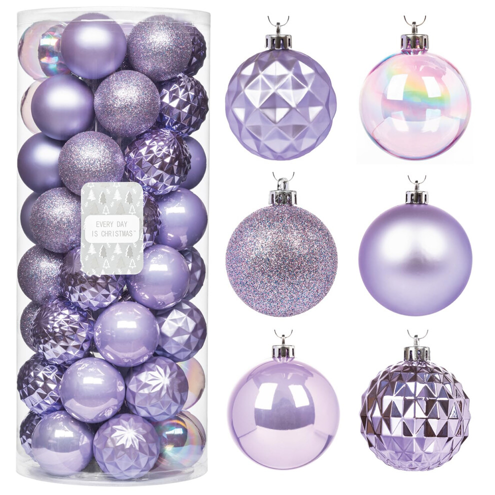 Every Day Is Christmas -Ornamente, Bruchsicheres Christbaumschmuck-Set, Weihnachtskugeln-Dekoration, 50 St Ck, 57 Mm, Fliederviolett-image