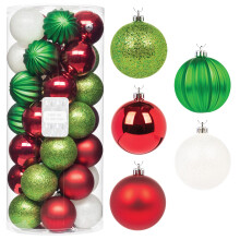 Every Day is Christmas Ornaments, Shatterproof Christmas Tree Ornament Set, Christmas Balls Decoration 35 Count 2.75"/70mm, Green Red White