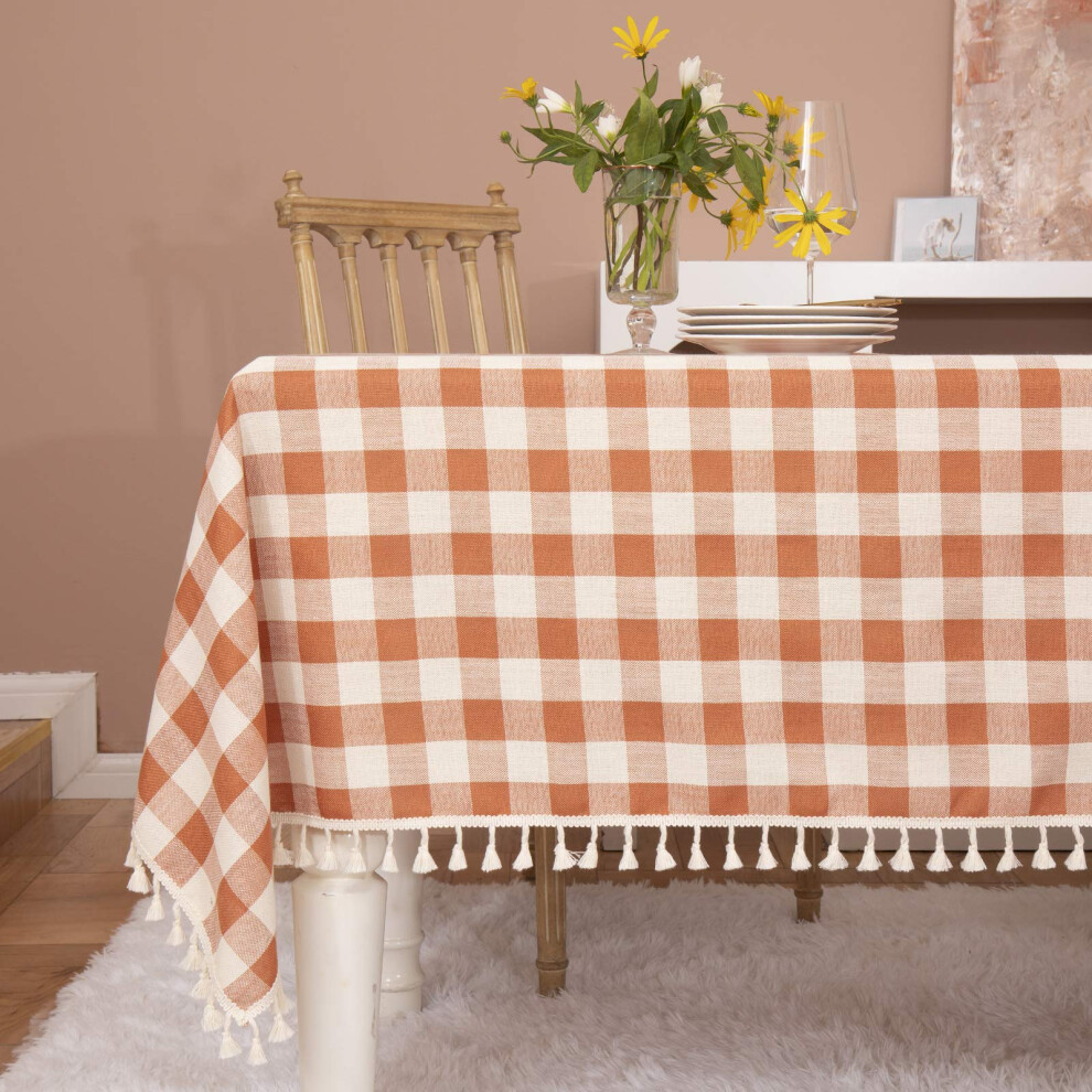 Brise Midsummer Breeze Rustic Gingham Tablecloth Cotton Buffalo Plaid Table