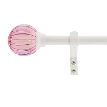 Decopolitan 5/8"" Fluted Ball Curtain Rod Set  26 to 48 Inches  Pink