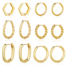 Wgoud Chunky Huggie Hoop Earring for Men Women 14K Gold Hypoallergenic  Thick Twist Earring 6 Pairs Gold