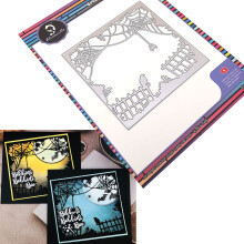 Alinacutle Spinnennetz, quadratischer Rahmen, 1 Stck, Metall-Stanzform, handgefertigte Kartenvorlage, Papierbastel-Stanzformen fr Scrapbooking, DIY