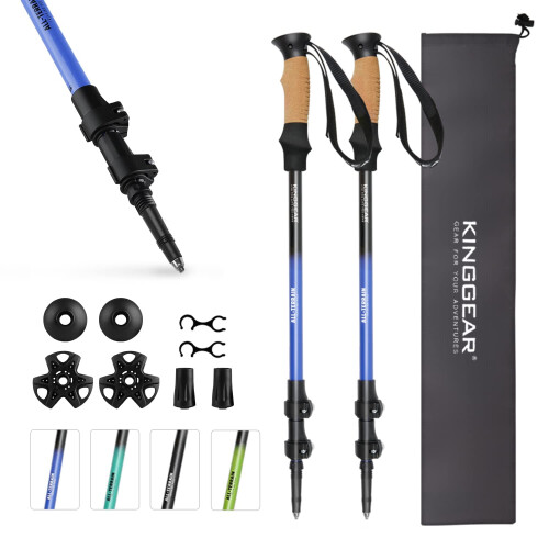 KINGGEAR Walking Stick for Hiking - Adjustable Quick Flip Lock Trekkin