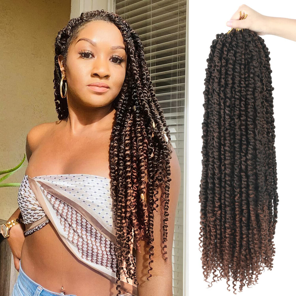 Bihoja 8 Packs Passion Twist Hair 24 Inch Pre-Twisted Passion Twist Crochet Hair, Pre Looped Crochet Passion Twist Crochet Braids Bohemian Crochet Hair T30