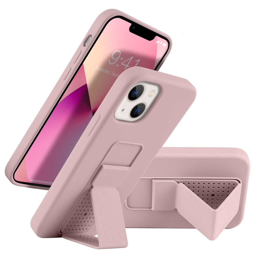 Laudtec ÉTui En Silicone Avec BéQuille Compatible Avec Iphone 13, Support Vertical Et Horizontal, Dragonne, BéQuille En MéTal, éTui Flexible En S-image