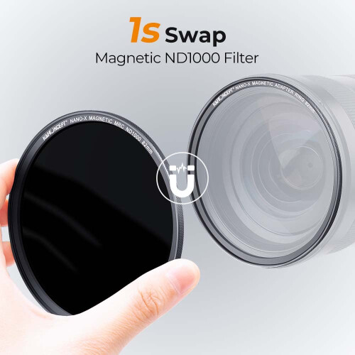 K&F Concept 77mm Magnetic ND1000 Lens Filter (10-Stop Fixed Neutral Density Filter) Magnetic Basic Ring + Filter Cap with 28 Multi-Layer Coa 1