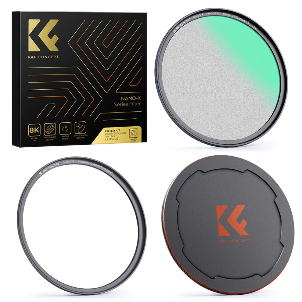 Photos - Lens Filter K&F CONCEPT 58mm Magnetic Black Diffusion 1/4 Mist Cinematic Effect Filters + Magnetic Basic Ring + Lens Cap Kit with 28 Mul 
