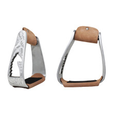 Challenger Horse Saddle Stirrups Western Lightweight Aluminium Angled indgraveret st?ende hesteskud