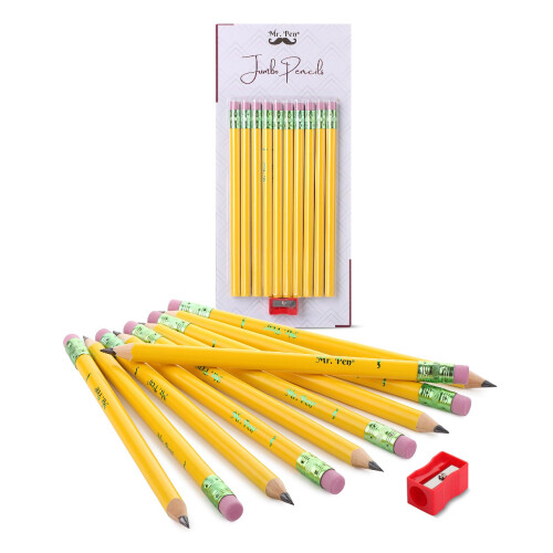 Mr. Pen- Jumbo Μολύβια, 10 Μολύβια και 1 Ξύστρα, Χοντρά Μολύβια για Νήπια