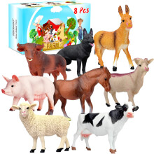 Keciabo Animal Figurines store dyreleget?j 8 pcs husdyr figurer leget?j realistiske plastdyr leget uddannelsesm?ssigt l?ring leget?j s?t til b?rn