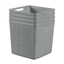Curver Jute Decorative Plastic Organization and Storage Basket Perfect Bins for Home Office Closet Shelves Kitchen Pantry and All Bedroom Essentials