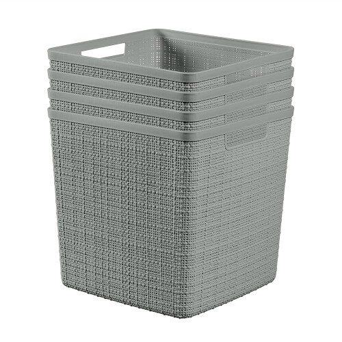 Curver Curver Set van 4 Jute Grote Cube Decoratieve Plastic Opbergmanden
