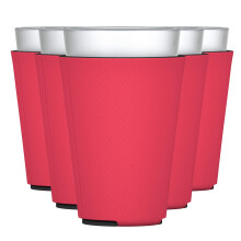 TahoeBay Blanko-Pint-Glashllen (6er-Pack), 16 Unzen Isolierschaum, zusammenklappbarer Biertrinkbecherhalter (rot)
