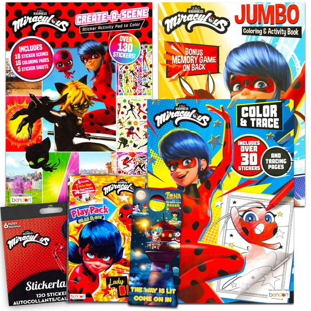 Miraculous Disney Bundle - Set Di Attività A Forma Di Coccinella Per Bambini, 80 Pg, Libro Da Colorare, Grab N Go Play Pack, Imagine Ink Book, Adesivi E Altre Forniture Per Feste A Tema Coccinella-image