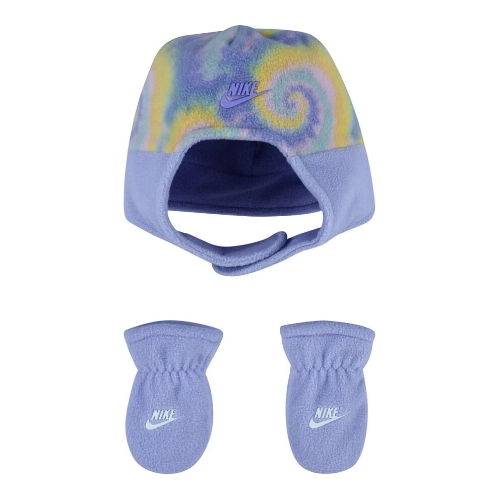 Nike Baby Girl Tie Dye Trapper Hat & Mittens 2 Piece Set (Purple(1A295