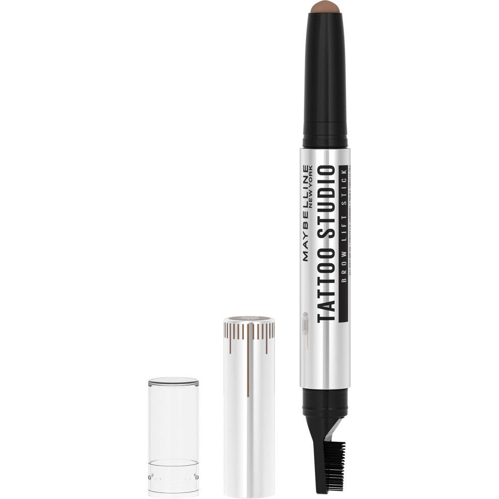 Maybelline TattooStudio Brow Lift Stick Makeup with Tinted Wax conditioning complex, Soft Brown, 1 count