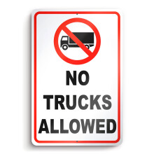 No Trucks Sign - 8x12 Aluminum No Big Trucks Sign - No Truck Parking S