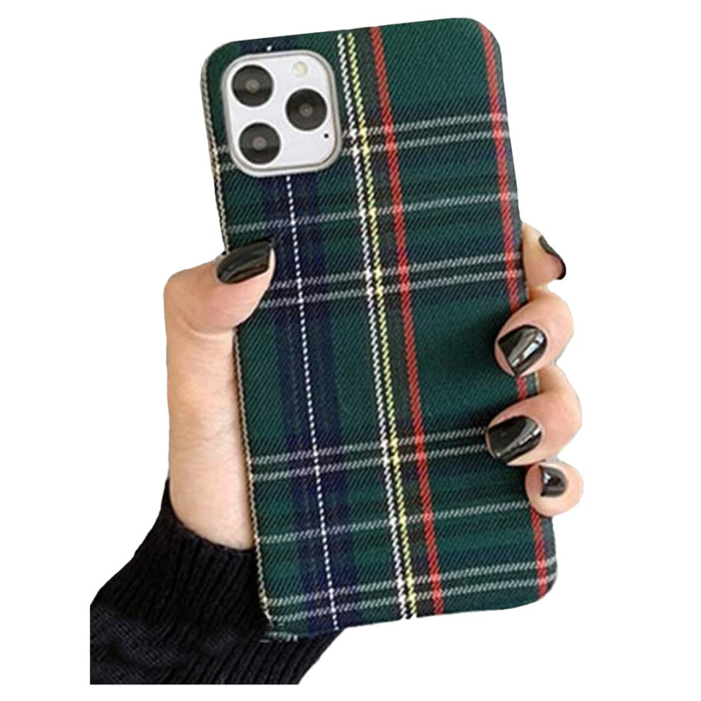 Mixneer Calda Flanella Plaid Panno Custodia Per Telefono Semplice In Tessuto Peluche Compatibile Con Iphone 13 Pro Max 13 Pro 13 Mini Cover (Compatibile Con Iphone 13 Pro, Verde)-image