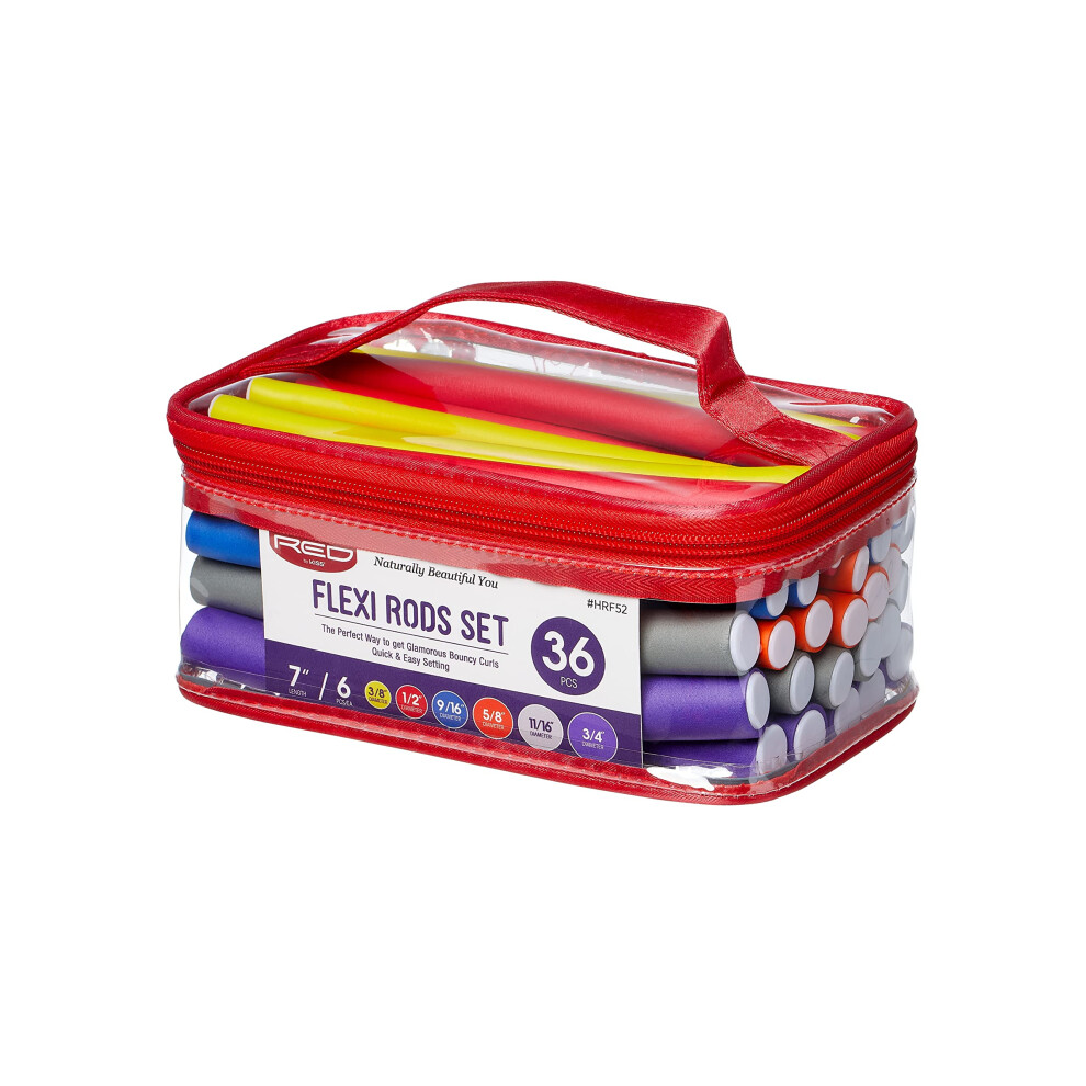 Red by Kiss Lot de 36 bigoudis flexibles en mousse torsad   e sans chaleur pour boucler les cheveux, 7 ensembles
