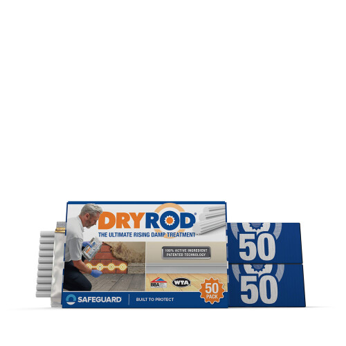 Dryrod Damp Proofing Rods 150 Pack - BBA-Approved Rising Damp Treatment with 18m Coverage