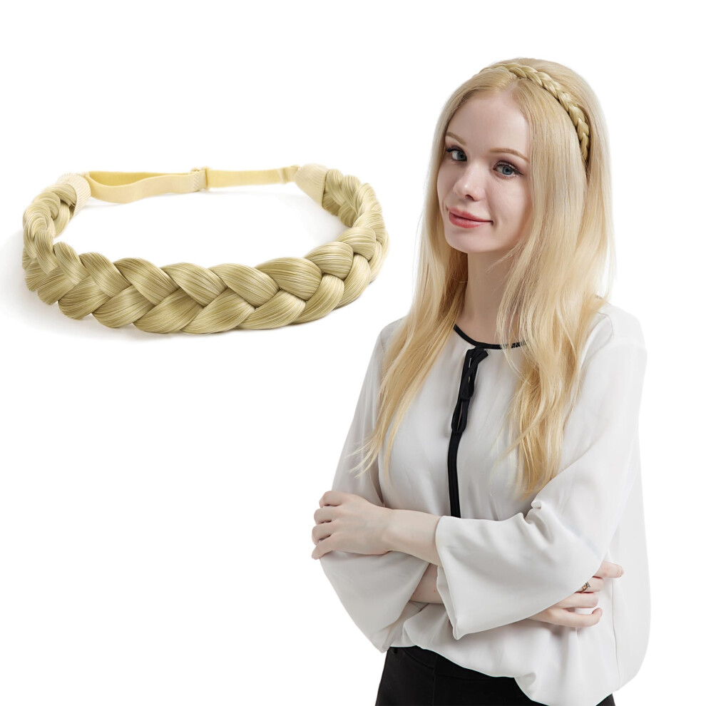 Sthejfb Braid Headband 3 Strands Synthetic Braided Headband Classic Chunky Elastic Headband Women Girl Bohemian Trendy Hair Brai