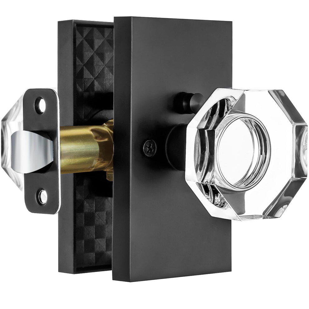 Hiemey Matte Black Clear Glass Crystal Door Knobs Interior With Lock O 635411928881