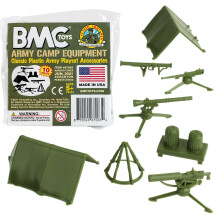 BMC Classic Plastic Army Men Playset Acess rios - acampamento militar de 10pc - EUA Made