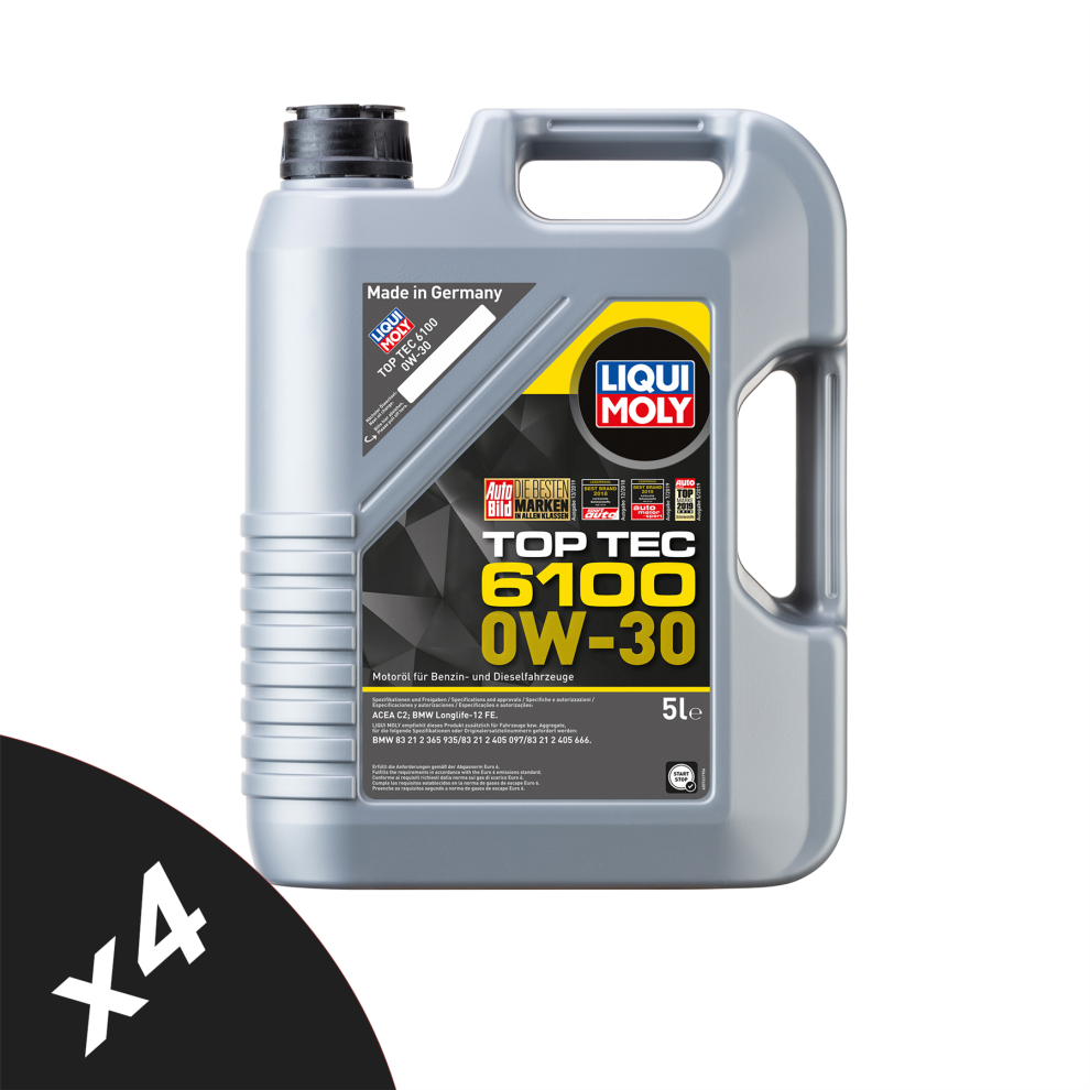 Liqui Moly Top Tec 6100 0W30 Fully Synthetic Engine Oil Acea C2, Api Sp 4X5l