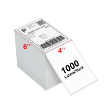 KingTac Termisk Direktfrakt Etikett (Pack med 1000 4x6 Fanfold Etiketter) - Kommersiell Kvalitet