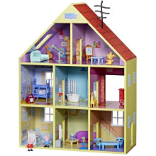 Casa de juegos de madera de lujo de Peppa Pig con 8 habitaciones. Incluye 2 figuras divertidas y 29 accesorios. Fabricada con madera de origen re