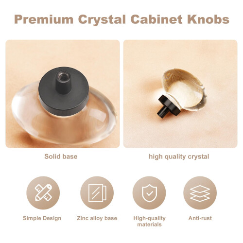 CLCTK 16 Pack Glass Cabinet Knobs and Pulls  Oval Crystal Knobs for Dresser Drawers  Matte Black Kitchen Cabinet Knobs Egg Shape 2