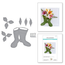Spellbinders Oriental Lily and Wellies von Garden Club von Susan Tierney-Cockburn, dnnes, getztes Metall-Stanzformen-Set