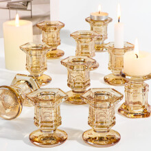 Lanttu Glazen Kaarsenhouders Set 12 Stuks Gouden Kaarsenhouders Bulk Taper Kaarsenhouders voor Bruiloft Festival Tafel Middelpunt Thuis Dec